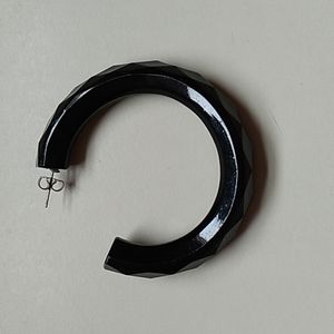 Vintage Large Onyx Hoop Earrings, very light